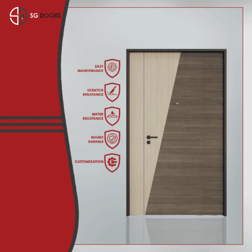 Two Tone Laminate Main Door-CS-6640-W-Almond-Tulipwood & HZ-6503-W-Pato-Bargish-Oak