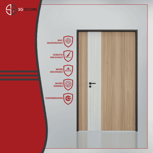 Two Tone Laminate Main Door-NV-6677-W-Baloney-Walnut & DM-6403-W-Coastrica-Teak