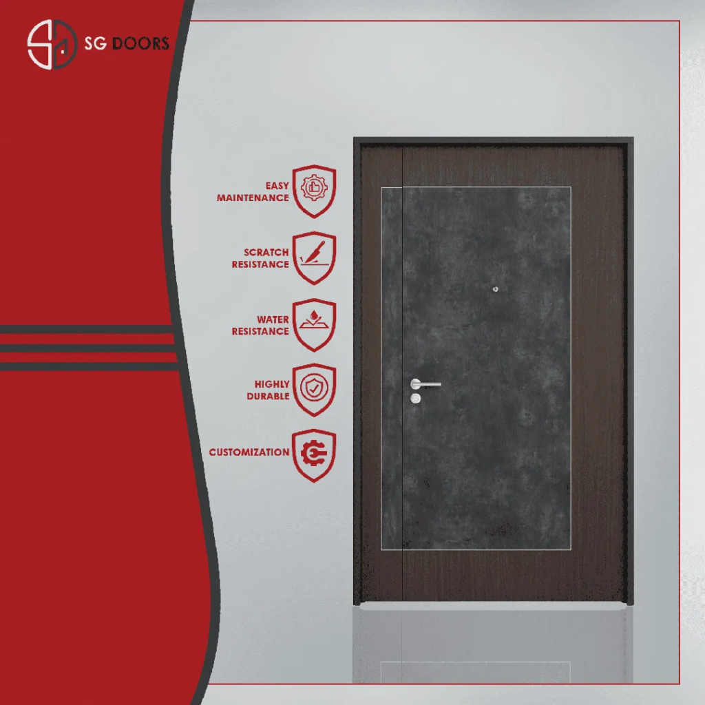 Two Tone Laminate Main Door-ST-6880-P-Black-Portoro & IA-5808-W-Indian-Walnut