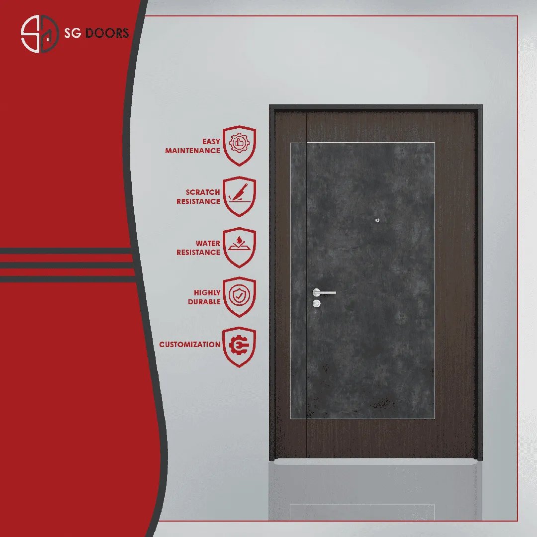 Two Tone Laminate Main Door-ST-6880-P-Black-Portoro & IA-5808-W-Indian-Walnut