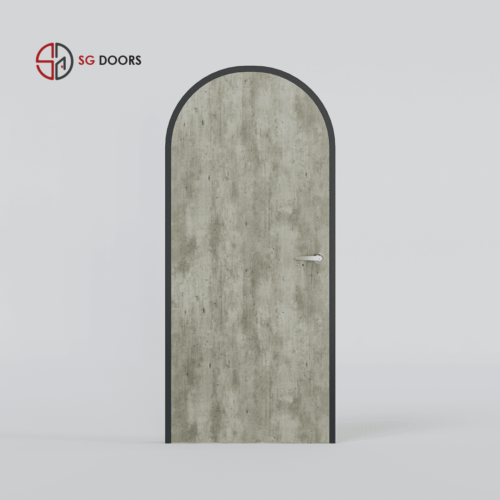 Arch Top Laminate Bedroom Door-CN-6481-P-Cement-Concrete