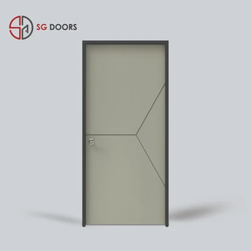 Groove Line Bedroom Door-CN-6483-P-Concrete