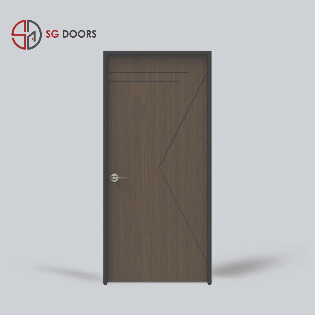Groove Line Bedroom Door-NV-6677-W-Baloney-Walnut