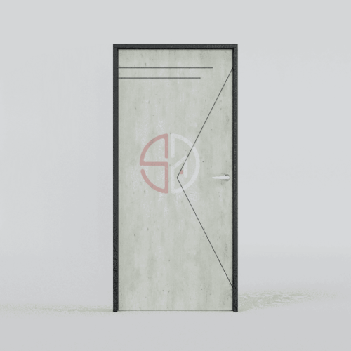 Groove Line Bedroom Door-CN-6483-P-Concrete