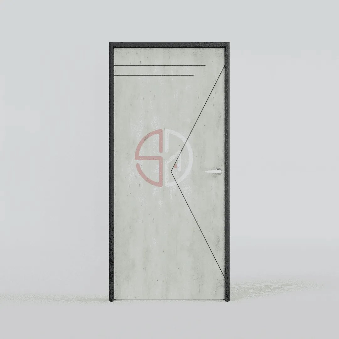 Groove Line Bedroom Door-CN-6483-P-Concrete Groove Line Bedroom Door-CN-6483-P-Concrete