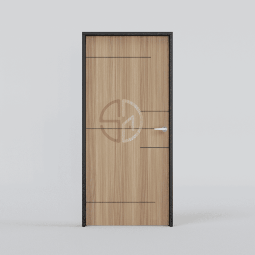 Groove Line Bedroom Door-NV-6677-W-Baloney-Walnut