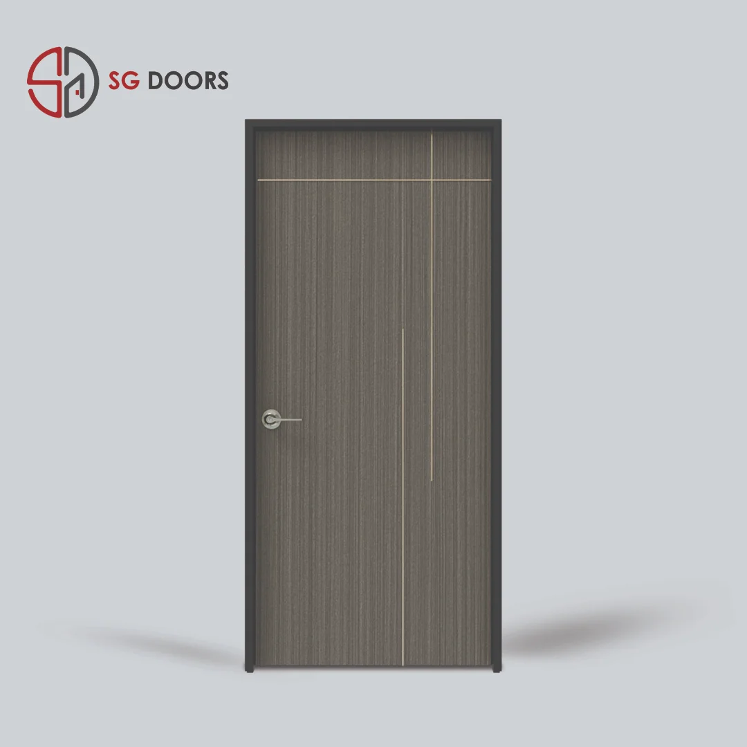 Stainless Steel Strip Bedroom Door-IA-5808-W-Indian-Walnut