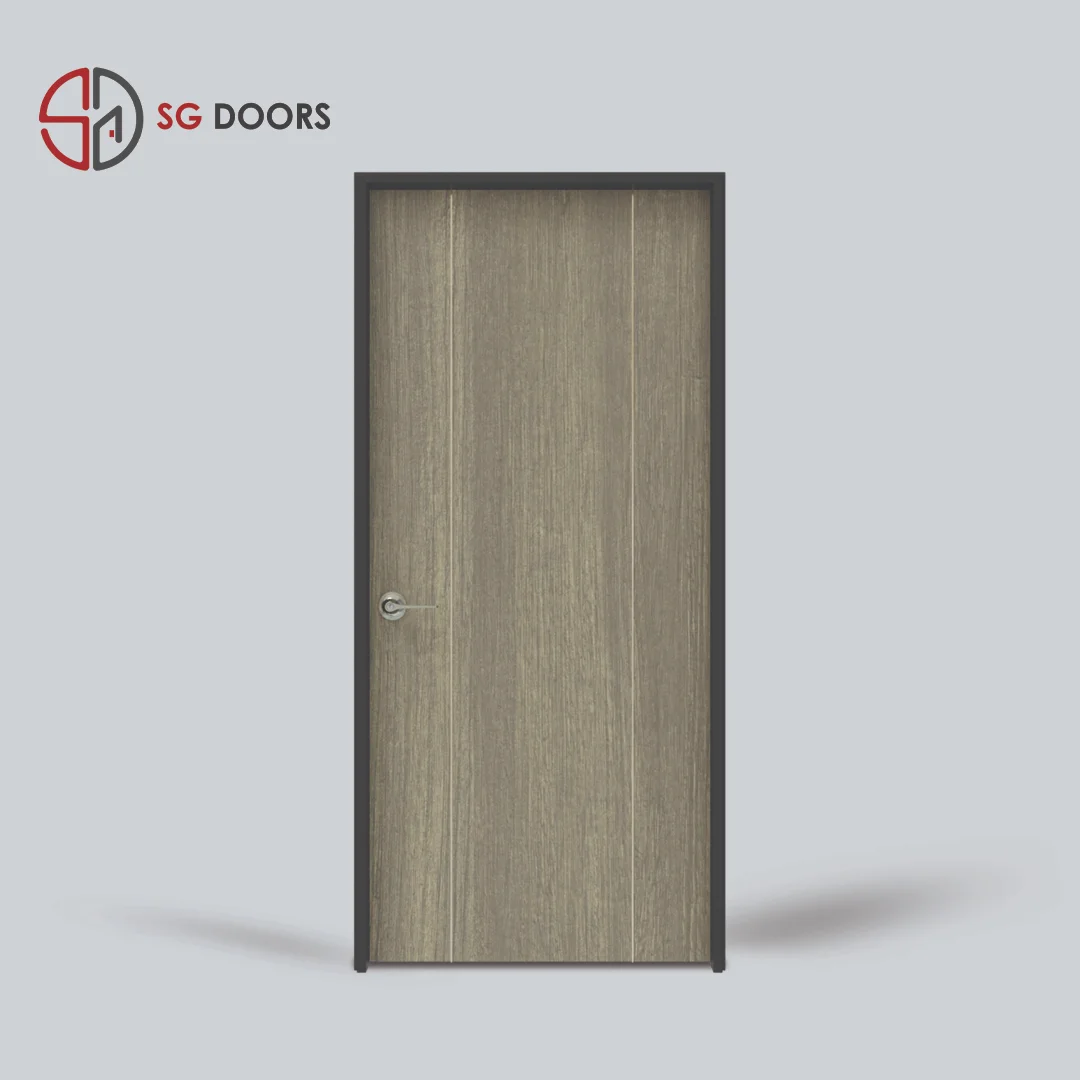 Stainless Steel Strip Bedroom Door-NV-8446-W-Ripped-Wood