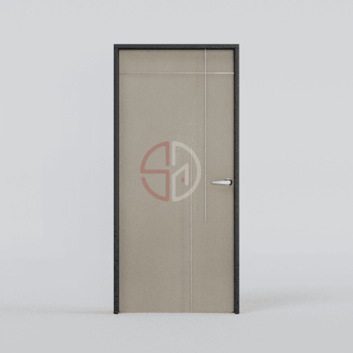 Stainless Steel Strip Bedroom Door-SC-6687-P-Beige-Buckram